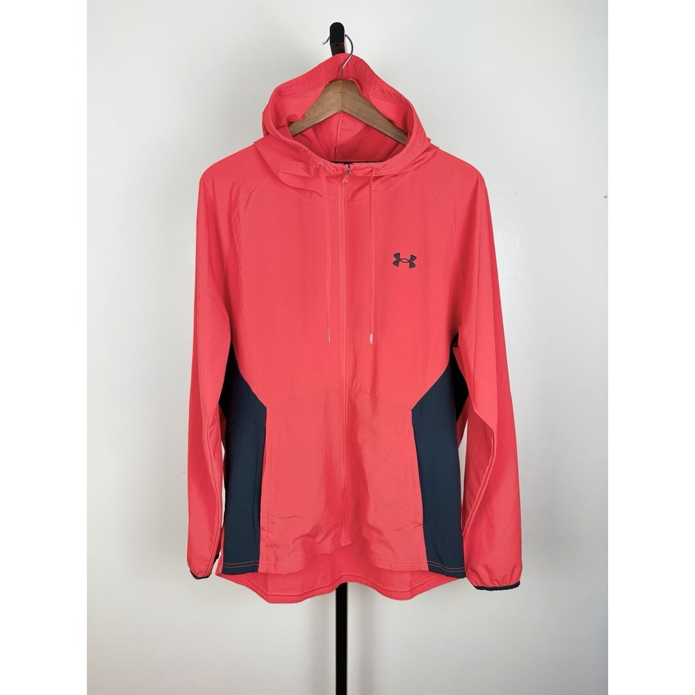 Under Armour Women's Activewear Jacket M Pink Black Lightweight Full Zip Hooded